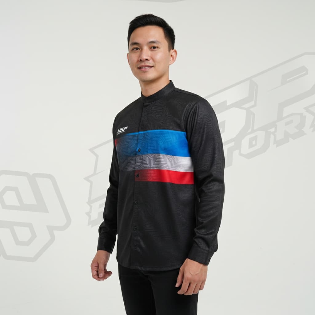 Lengan Panjang Blue Block