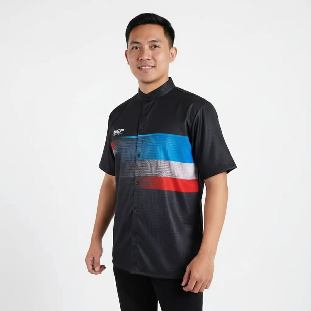 Lengan Pendek Blue Block